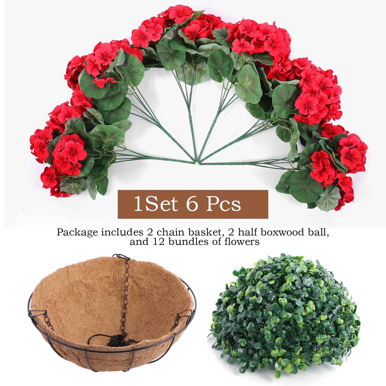 Hananona geraniums with detailed petals and leaves for lifelike displays