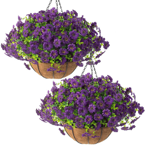Hananona hanging basket flowers for outdoor decor offer year-round color.