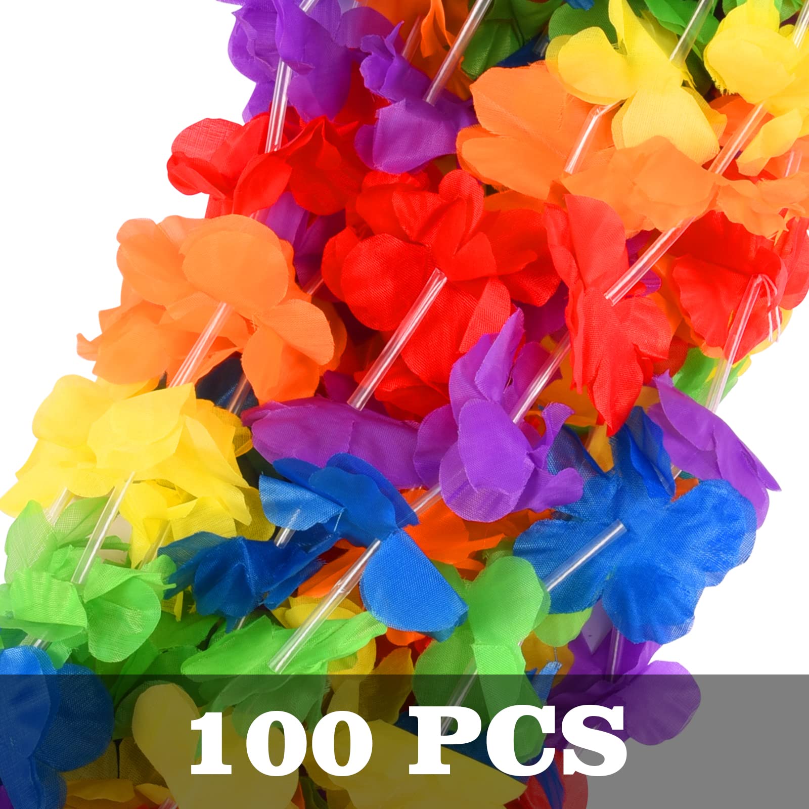 Hananona rainbow leis at a beach party scene add color accents