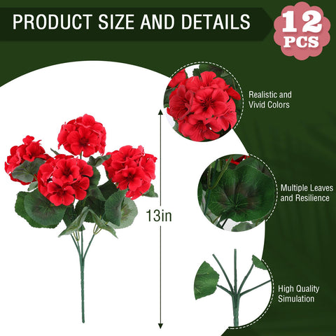 Hananona red geranium bloom close-up showing silk realism for outdoors