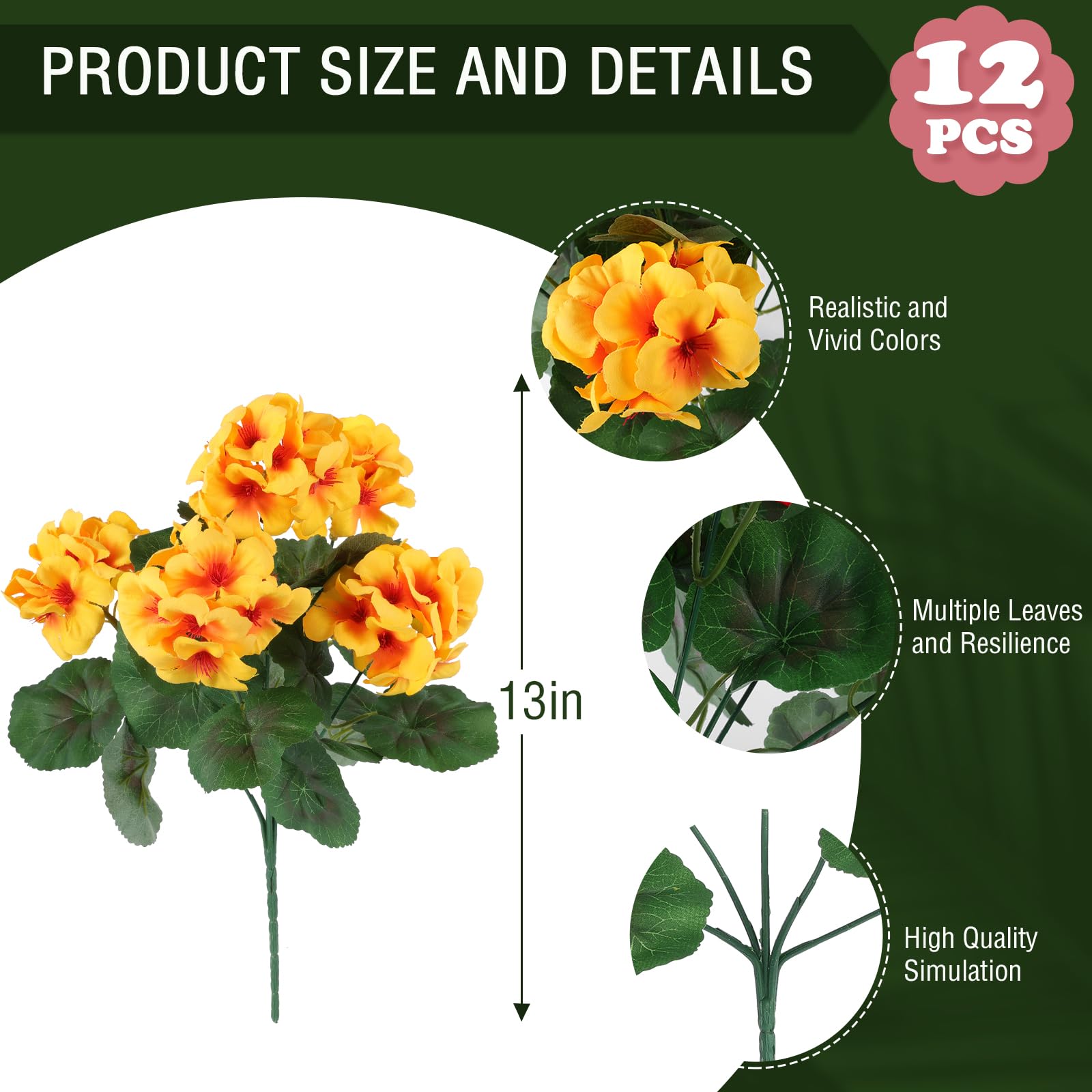 Hananona UV-resistant geranium flowers endure sunlit spaces for longevity