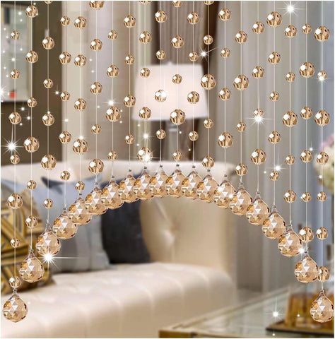 Hanbinsen crystal bead curtain arch with shimmering strings enhances doorway elegance
