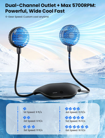 HandFan 10000mAh battery provides long lasting cooling between charges.
