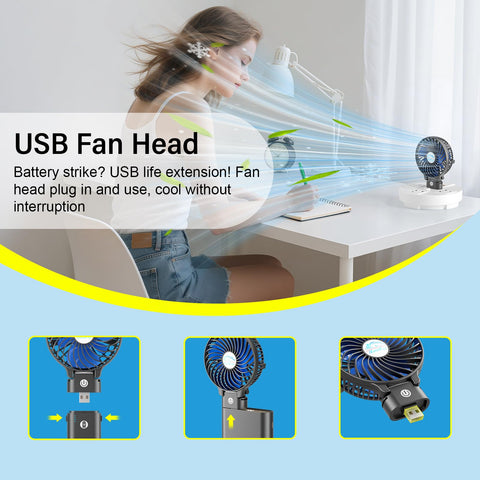 HandFan 3-speed control tailors airflow for comfort in any situation