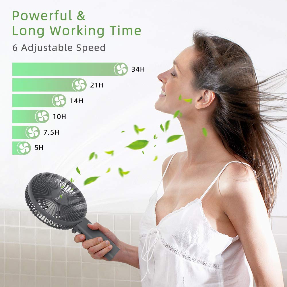 HandFan features a 4000mAh battery for long-lasting use between charges.