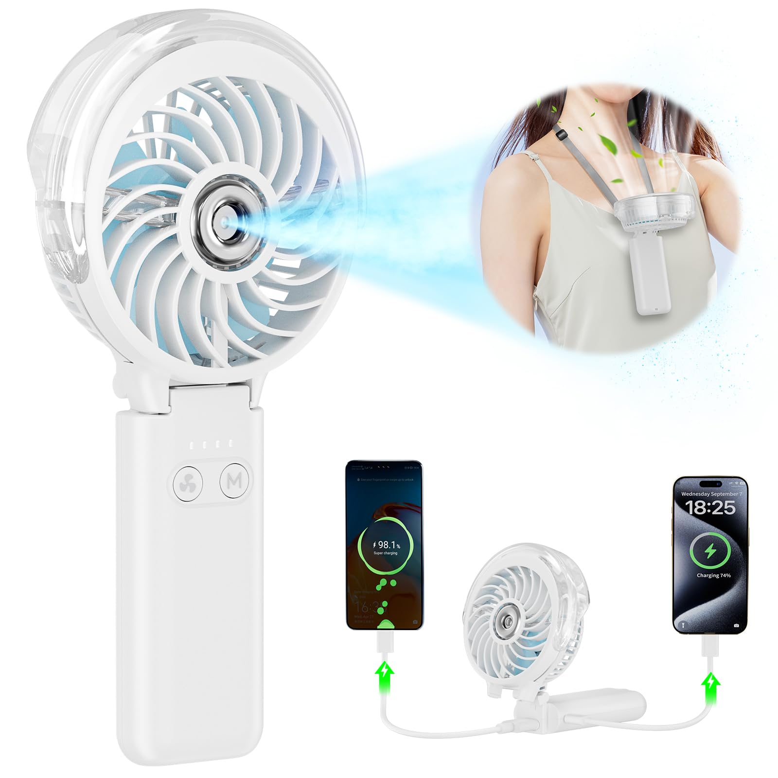 HandFan 5200mAh upgraded battery powers all-day cooling on the go.