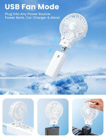 HandFan large 6-blade blades deliver strong airflow.