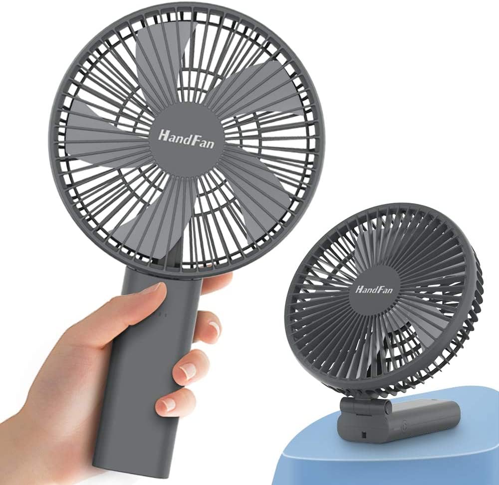 HandFan 6-inch handheld gray delivers strong airflow for personal cooling.