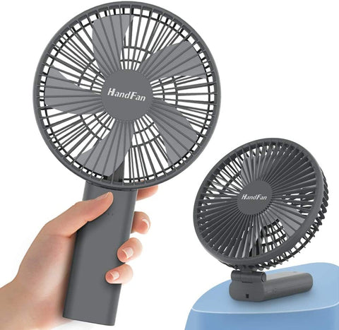 HandFan 6-inch handheld gray delivers strong airflow for personal cooling.