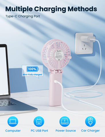 HandFan cherry pink desk or portable use for easy cooling
