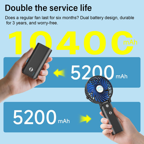 HandFan detachable head USB allows instant use with laptops or power banks