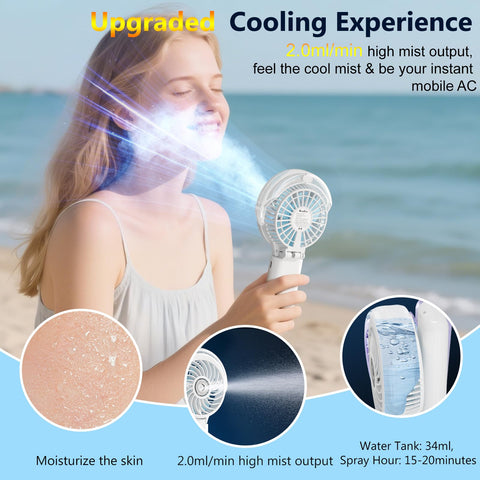 HandFan foldable neck-hanging design enables hands-free cooling.