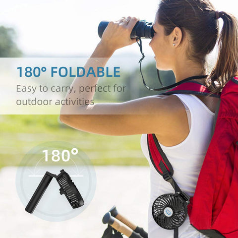Heavy-duty portable battery HandFan suitable for outdoor activities.