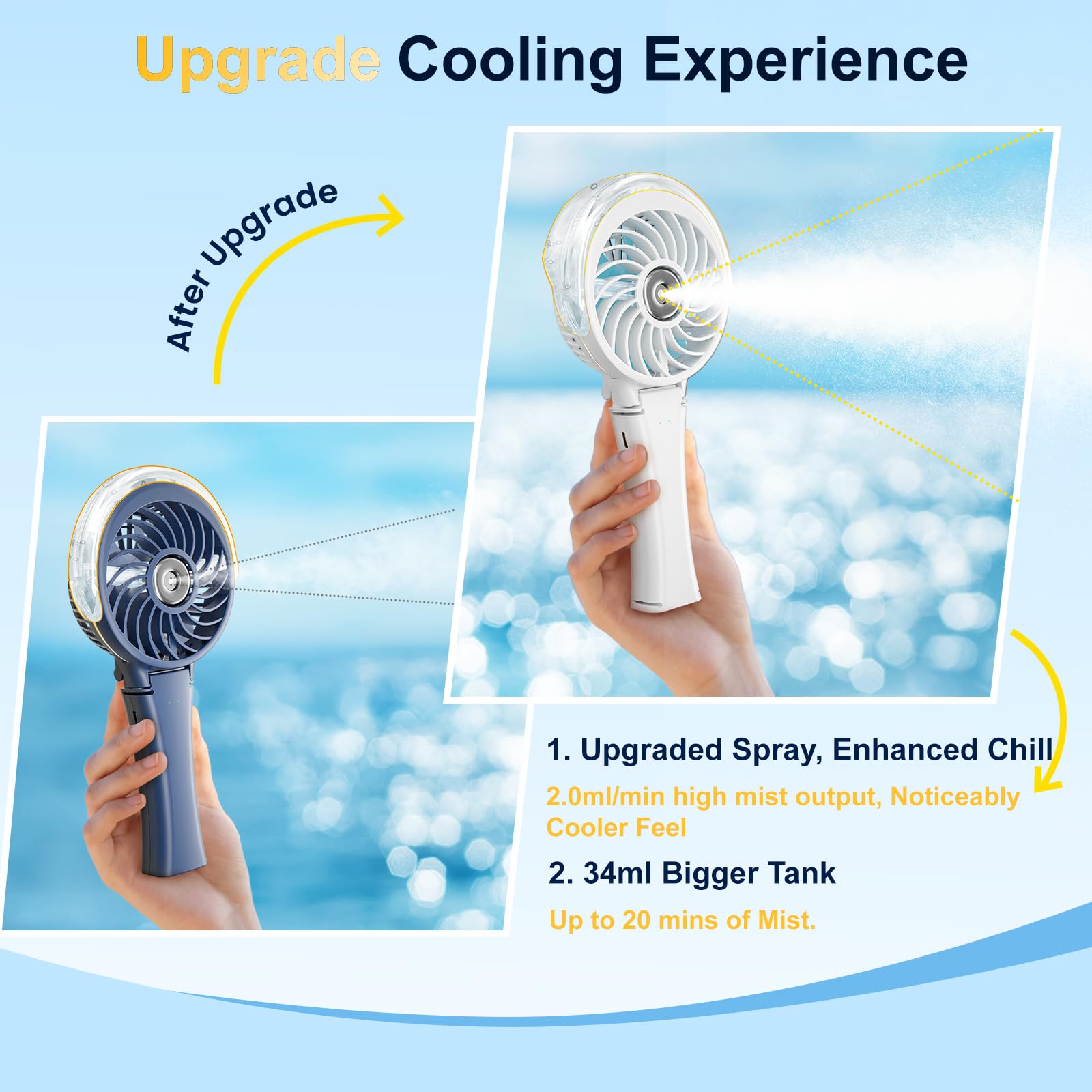 HandFan neck-wear foldable design enables hands-free cooling during workouts.