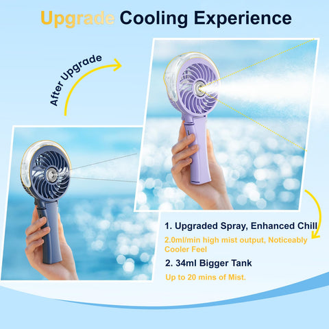 HandFan rechargeable personal mister demonstrates easy charge for outdoor use