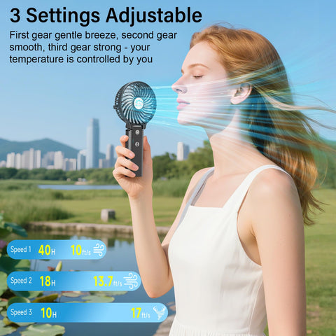 Three-speed wind control for customizable airflow.