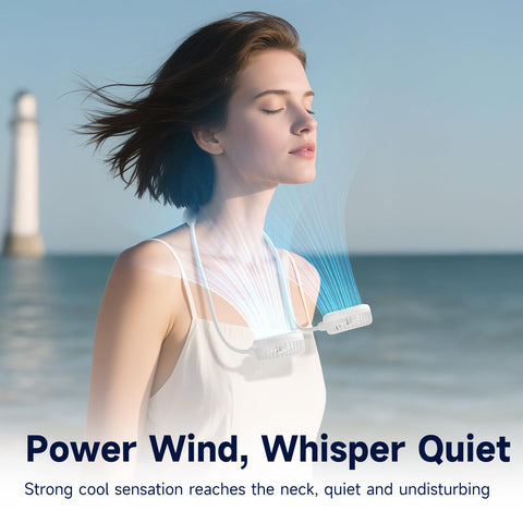 HandFan upgraded neck fan 360° flex neck demonstrates targeted airflow during exercise