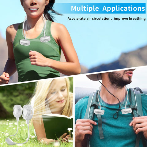 HandFan upgraded neck fan visible blades provide adjustable breeze for desk or outdoor