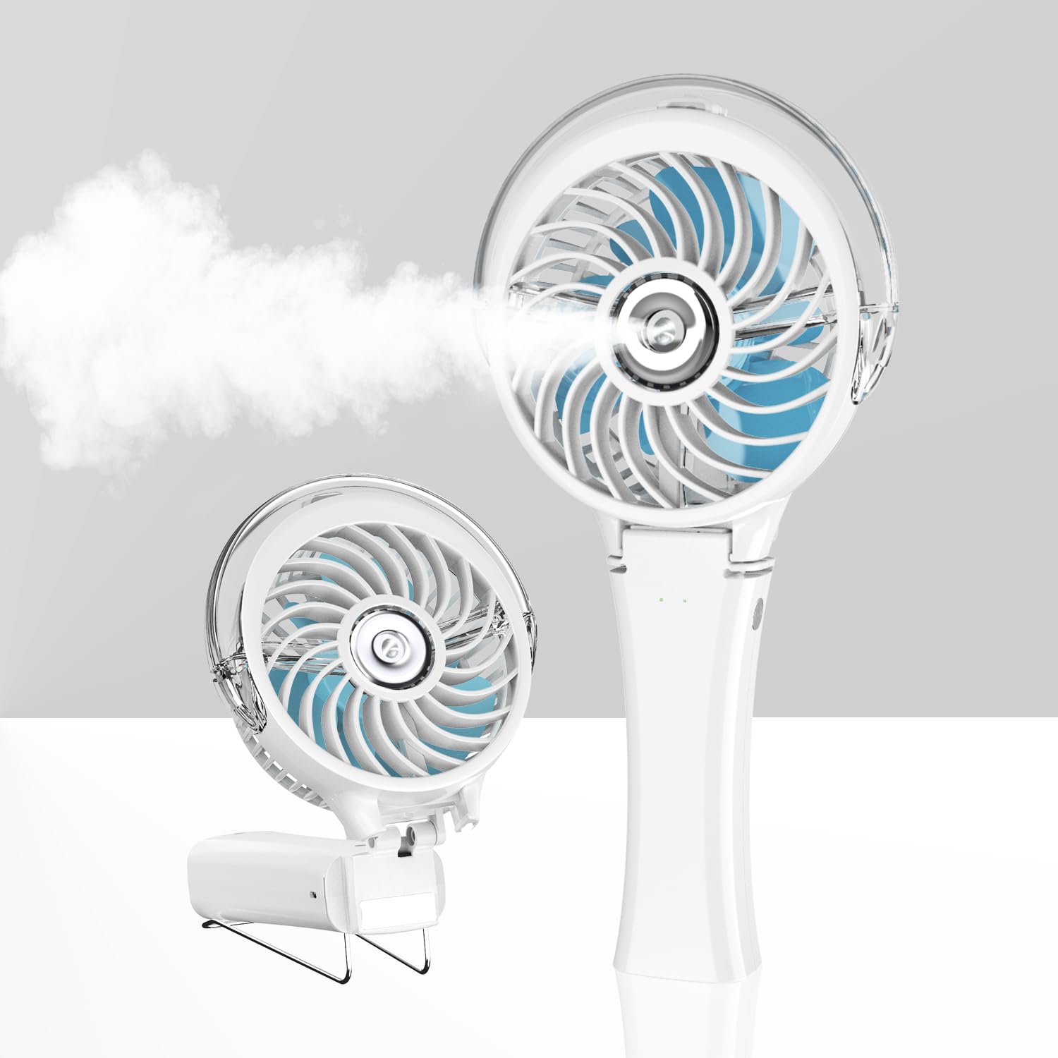 HandFan Upgraded Portable Misting Fan front view for quick cooling on hot days.
