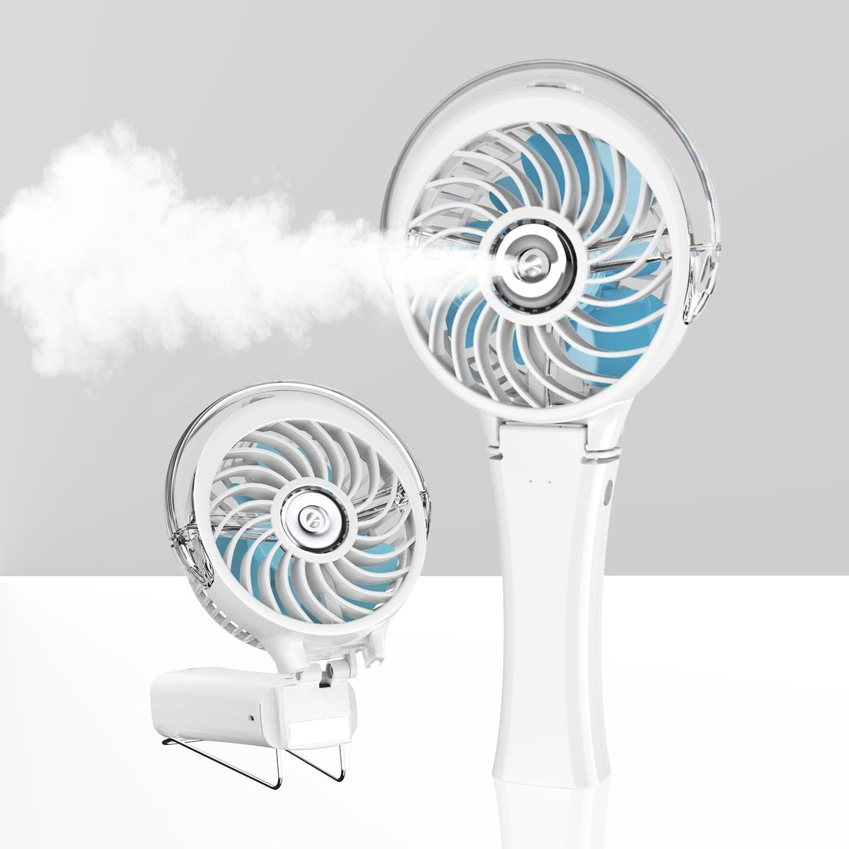 HandFan Upgraded Portable Misting Fan front view for quick cooling on hot days.