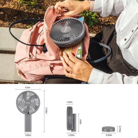HandFan charges via USB from a PC, power bank, or wall charger.