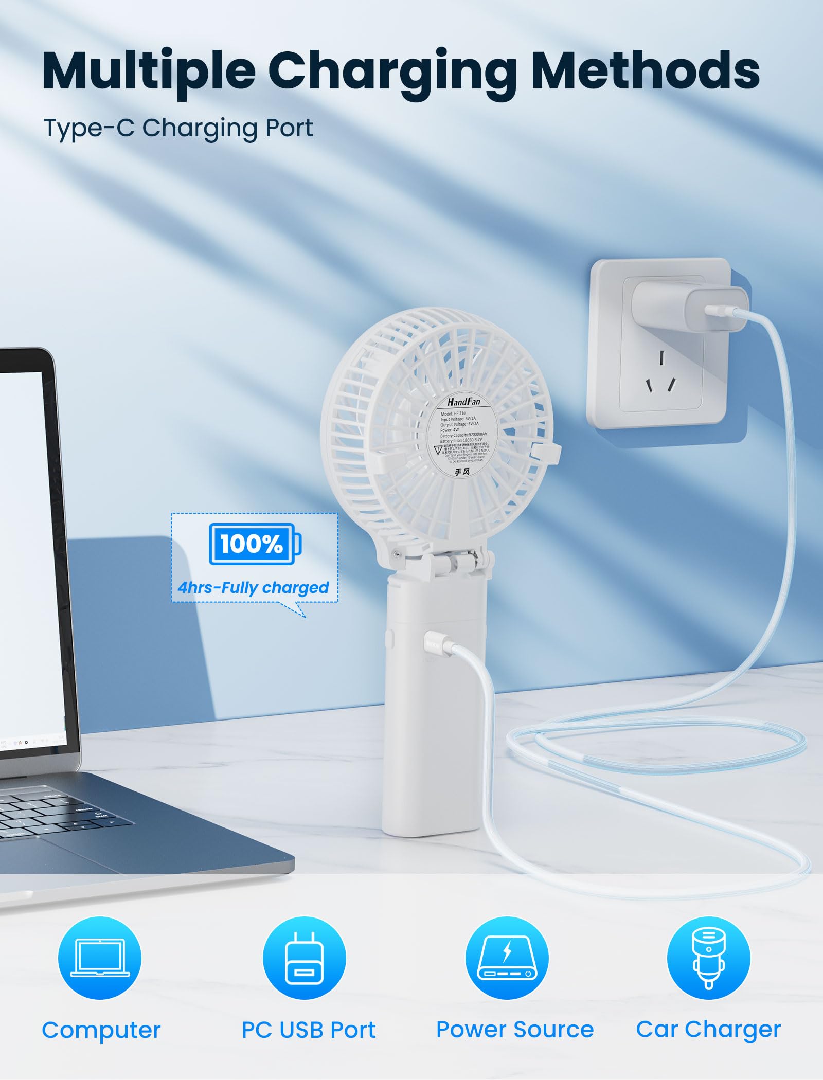 HandFan white finish complements any outdoor gear.