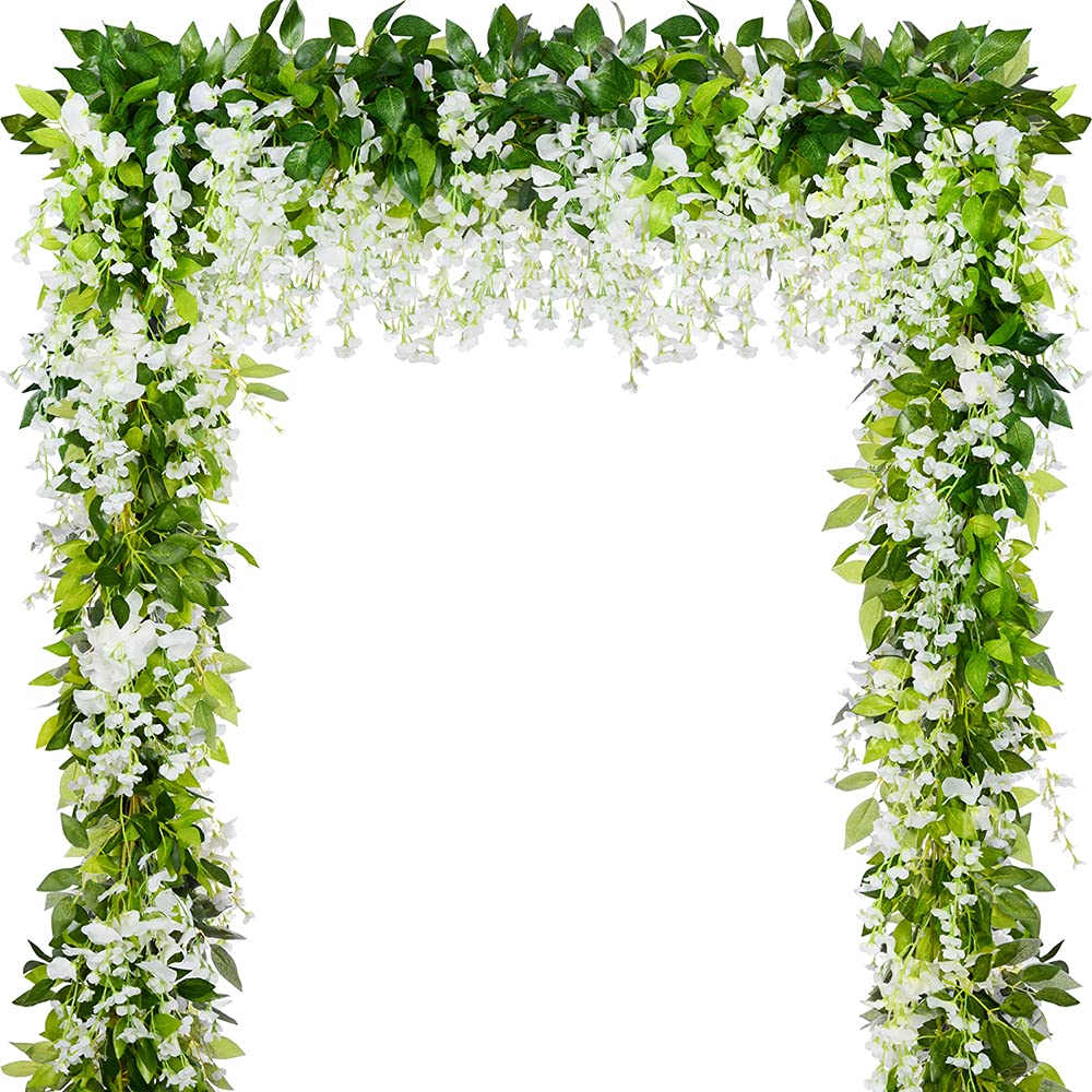 HANDIC wisteria garland 5pack 33ft silk petals for elegant wedding backdrops.