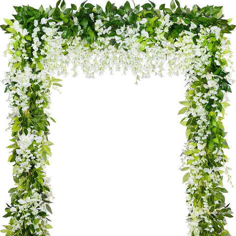 HANDIC wisteria garland 5pack 33ft silk petals for elegant wedding backdrops.