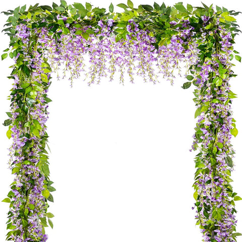 HANDIC wisteria garland purple flowers close-up for elegant wedding decor