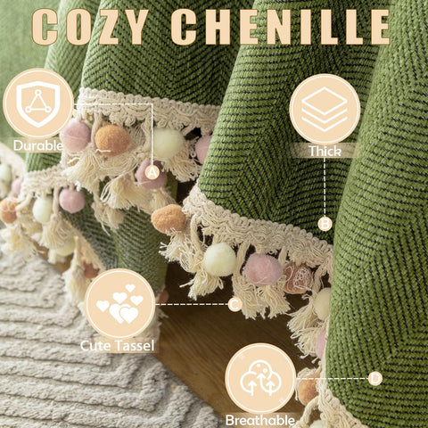 HANDONTIME Green Sofa Cover with chenille-soft texture adds cozy feel while guarding furniture.