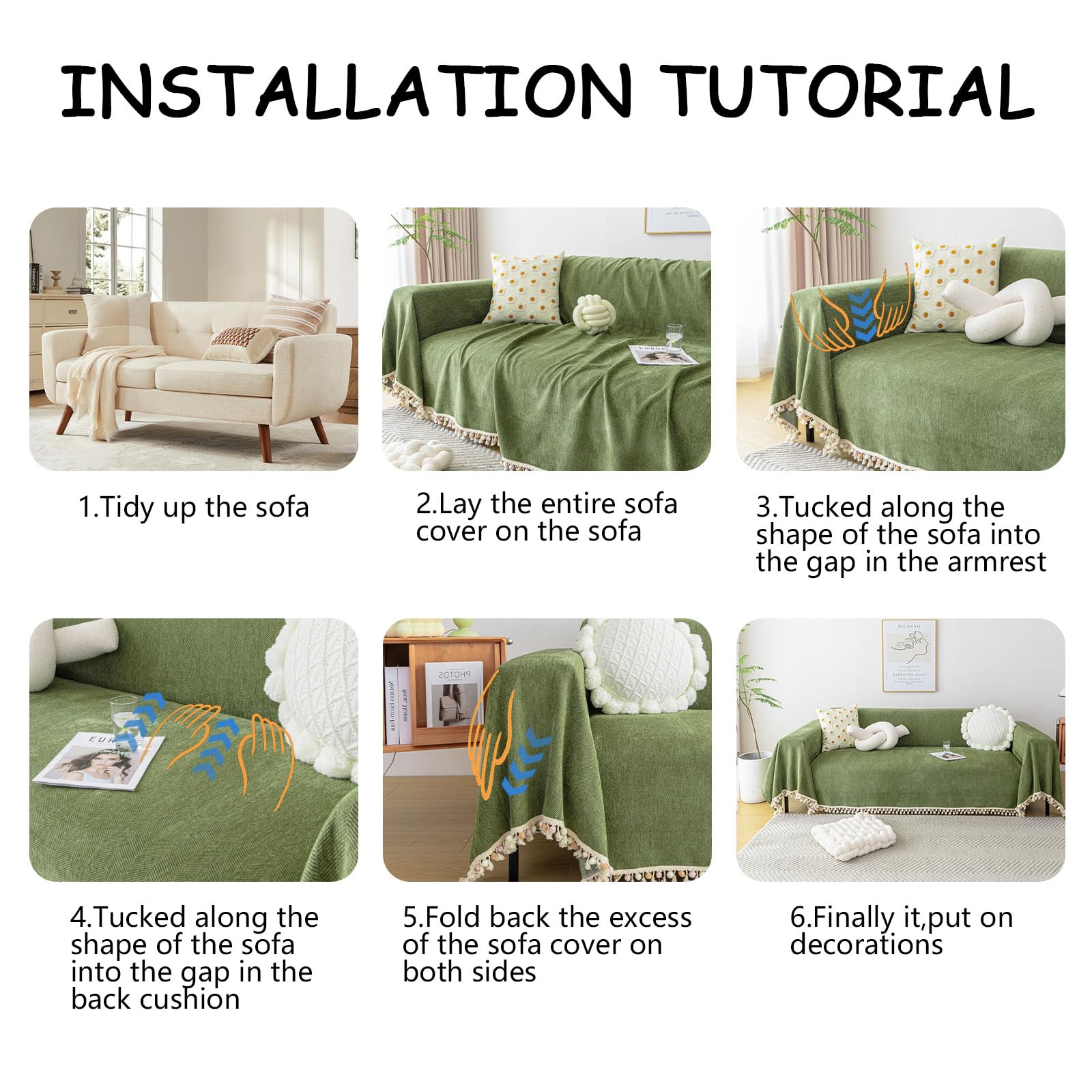 HANDONTIME Green Sofa Cover stain-resistant protection for busy family rooms.