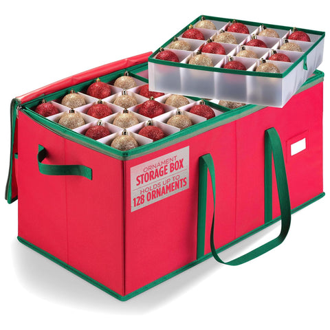 Handy Laundry Christmas Ornament Storage with viewing window keeps decorations organized and protected.