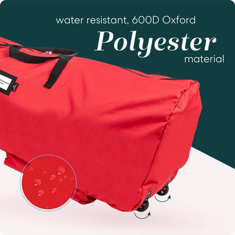 Sturdy handles and built-in wheels simplify moving the bag.