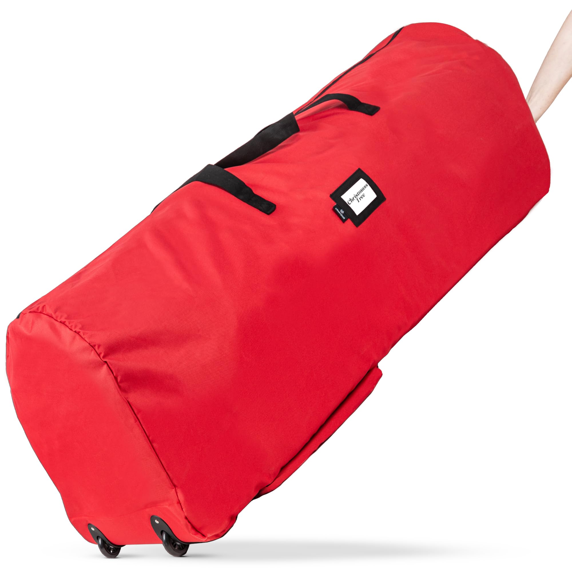 Handy Laundry Christmas tree bag with wheels for easy transport.