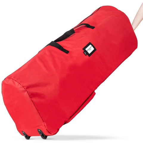 Handy Laundry Christmas tree bag with wheels for easy transport.