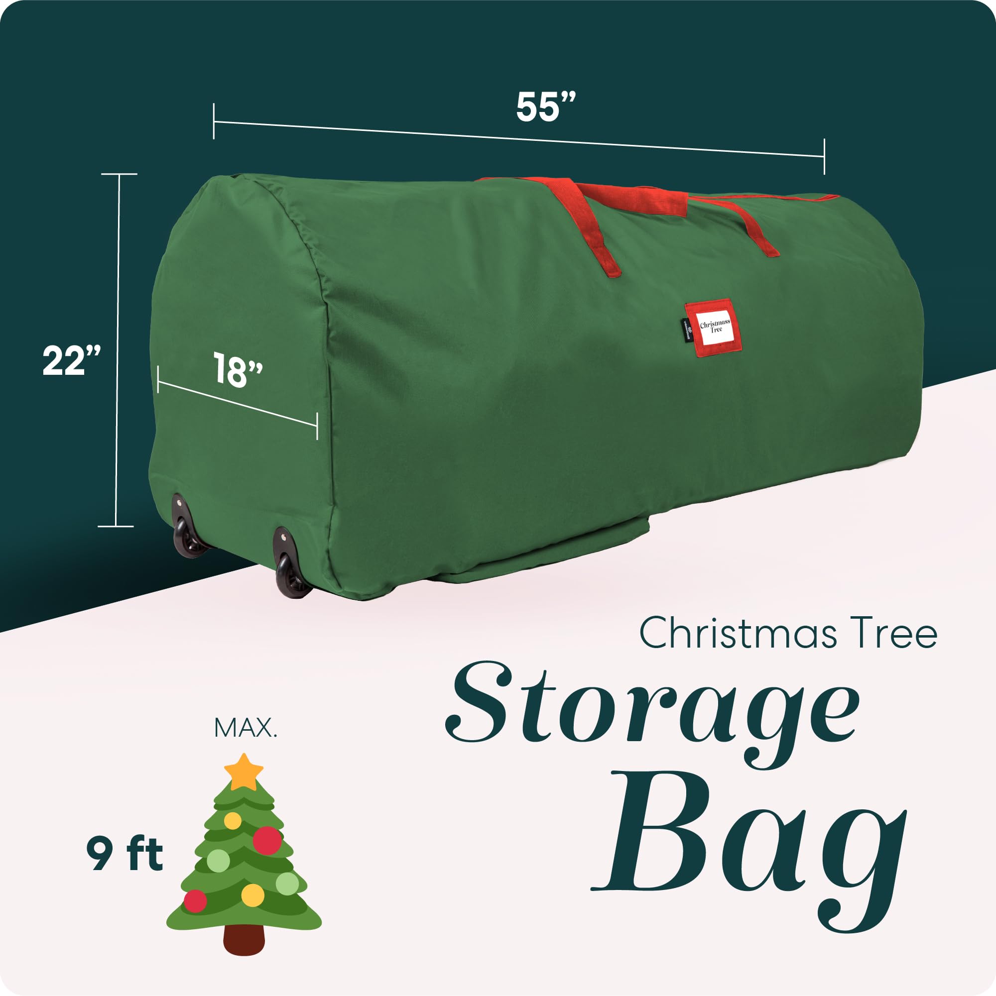 Handy Laundry bag with wheels and handles for effortless moving of your tree.