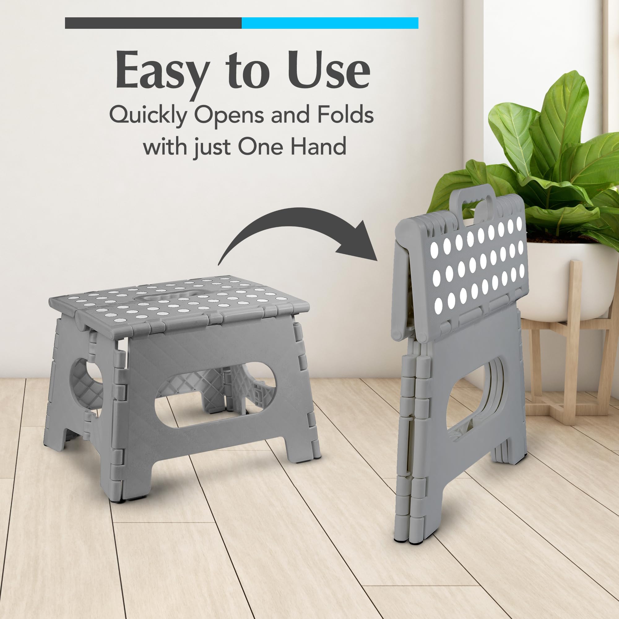 Handy Laundry grey step stool with 300 lb capacity for versatile use.