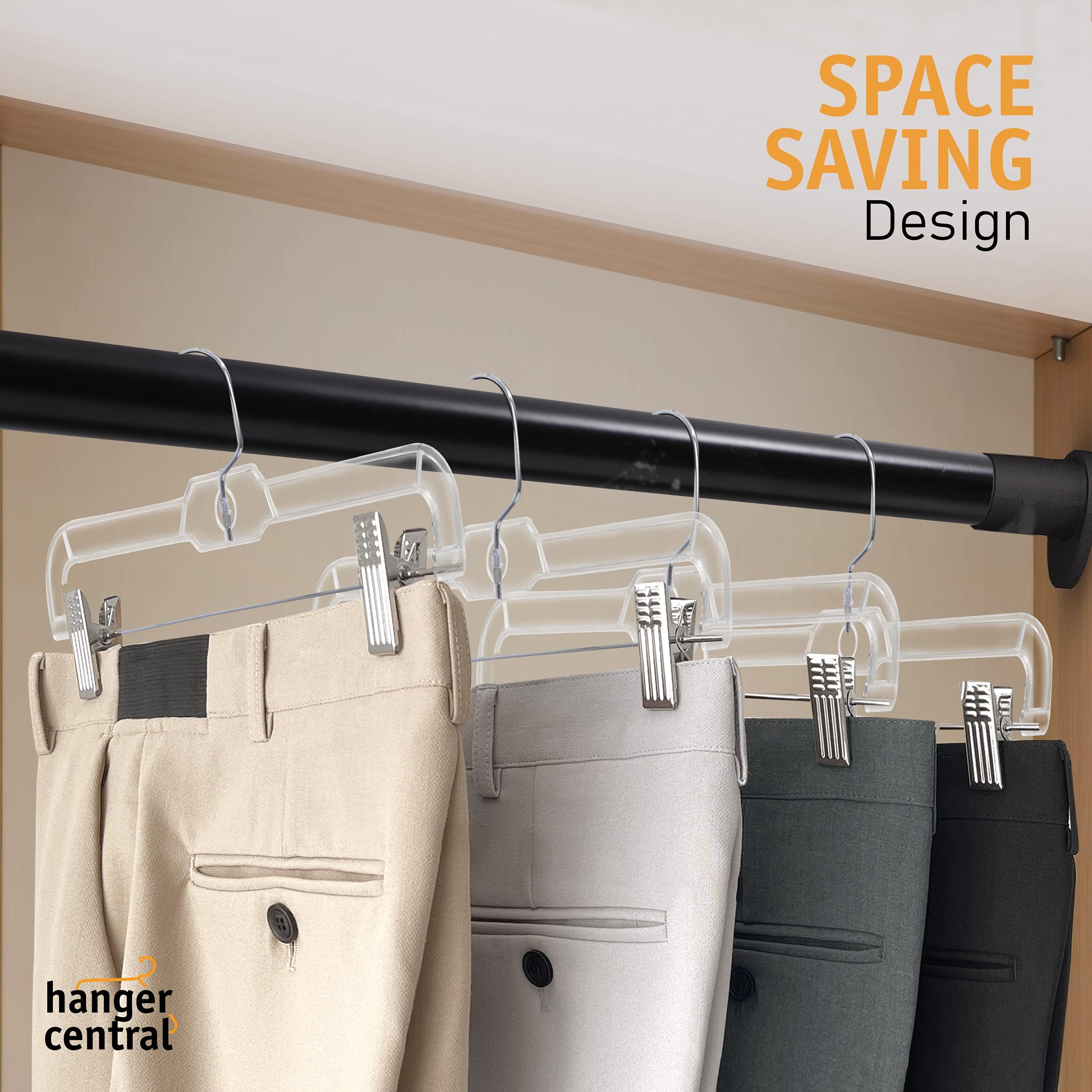 Hanger Central adjustable clips with ridged grip secure garments without slipping.