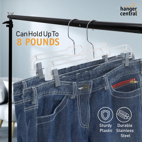 Hanger Central slim space-saving profile maximizes closet capacity.