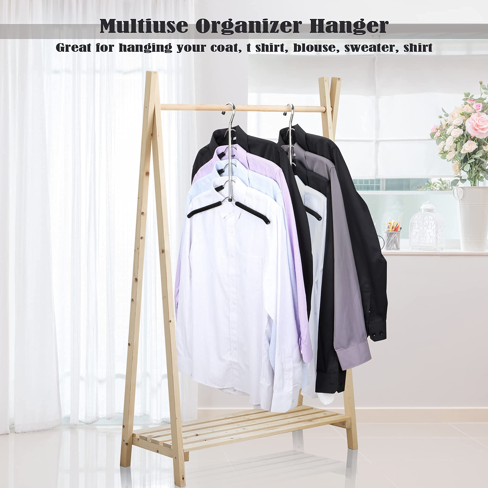HangersSpace coat and sweater organizer maximizes closet space without clutter.