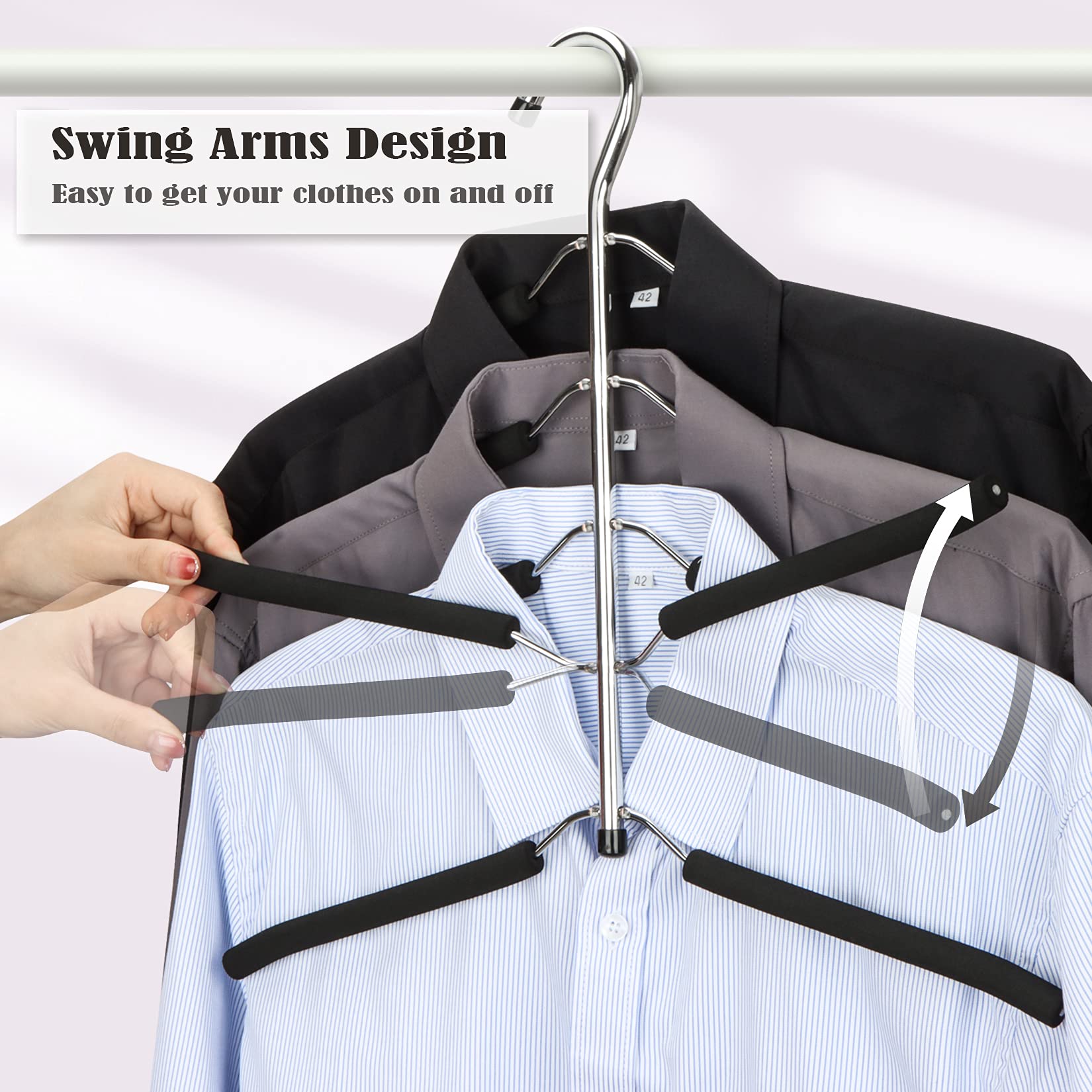 HangersSpace multi-layer shirt hanger enables quick retrieval in tight spaces.