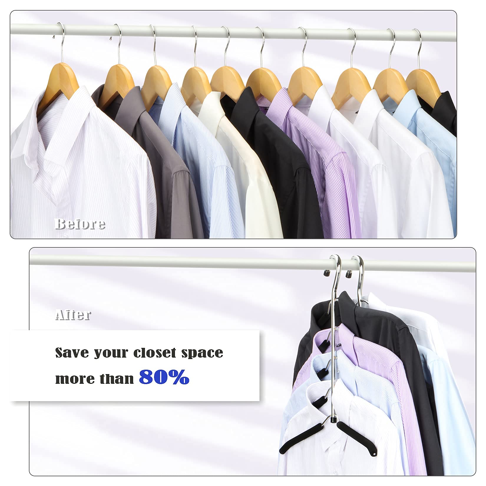 HangersSpace stainless steel closet hanger offers durable support for heavy garments.