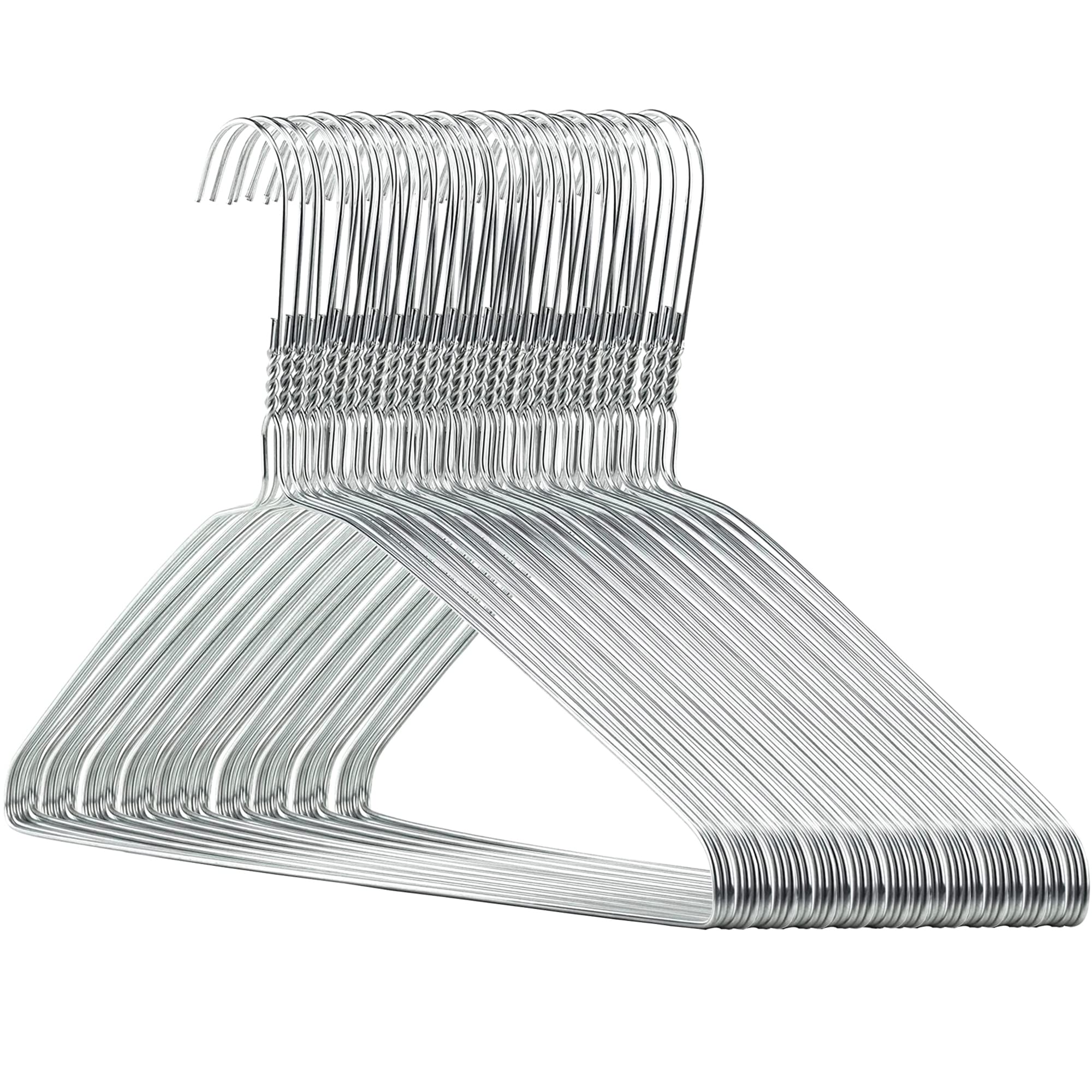 HANGERWORLD silver metal wire hangers 16inch, ideal for organized closets and space saving