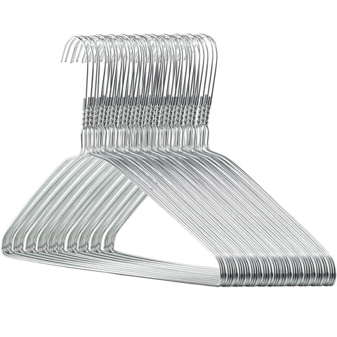 HANGERWORLD silver metal wire hangers 16inch, ideal for organized closets and space saving