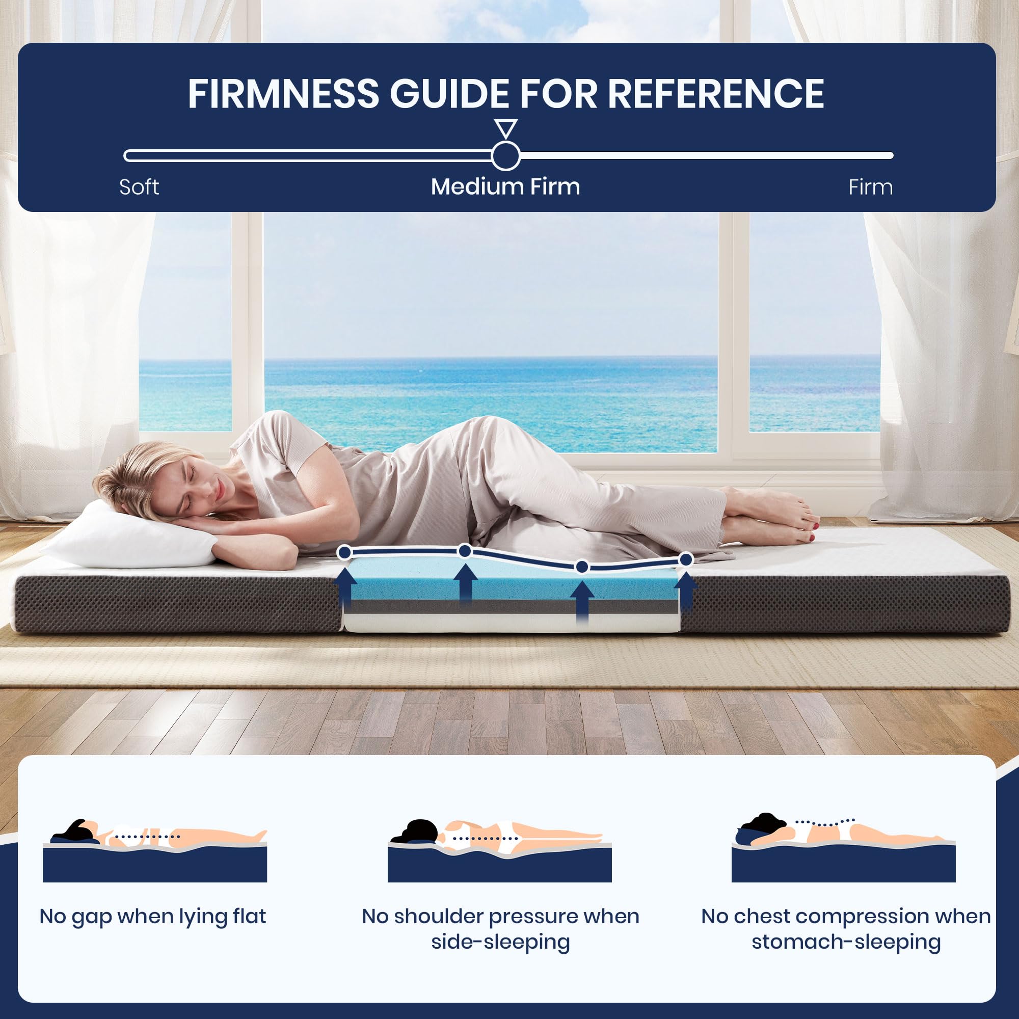 Hanherry foam-layers blend gel memory and support foam for comfort.