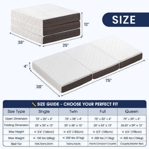 Hanherry folded-compact mattress stores easily in small spaces while traveling.