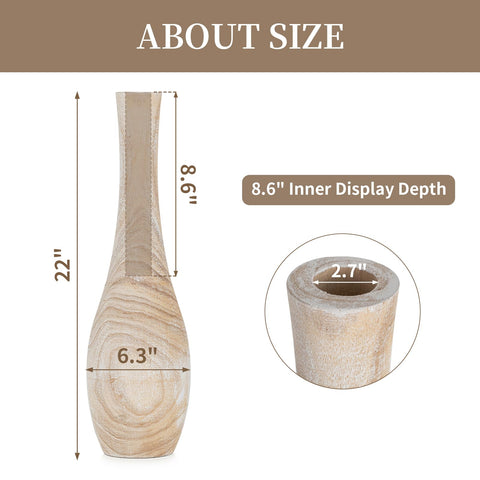 Hanobe floor vase 22in whitewashed finish complements boho and farmhouse decor.