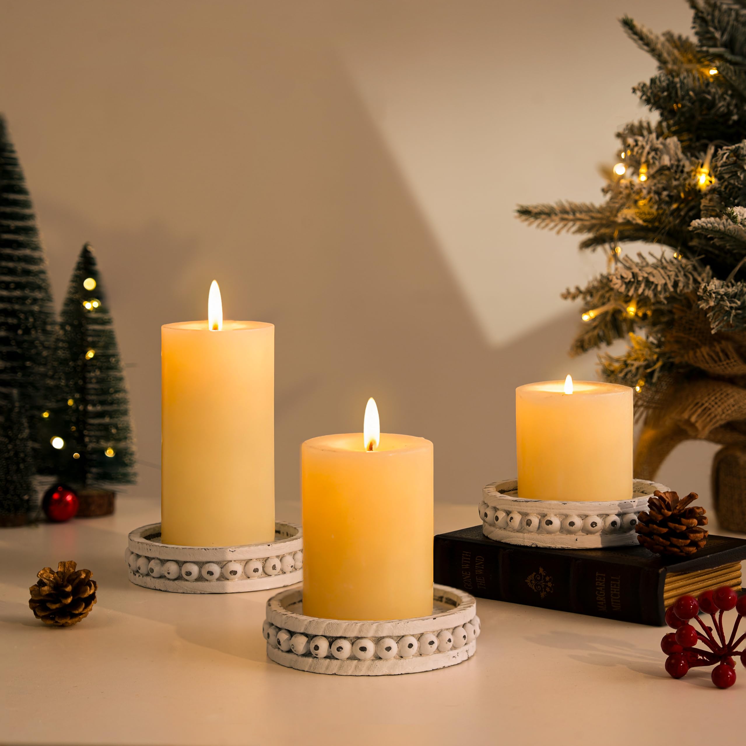 Hanobe Paulownia wood candle holders are lightweight and easy to reposition.