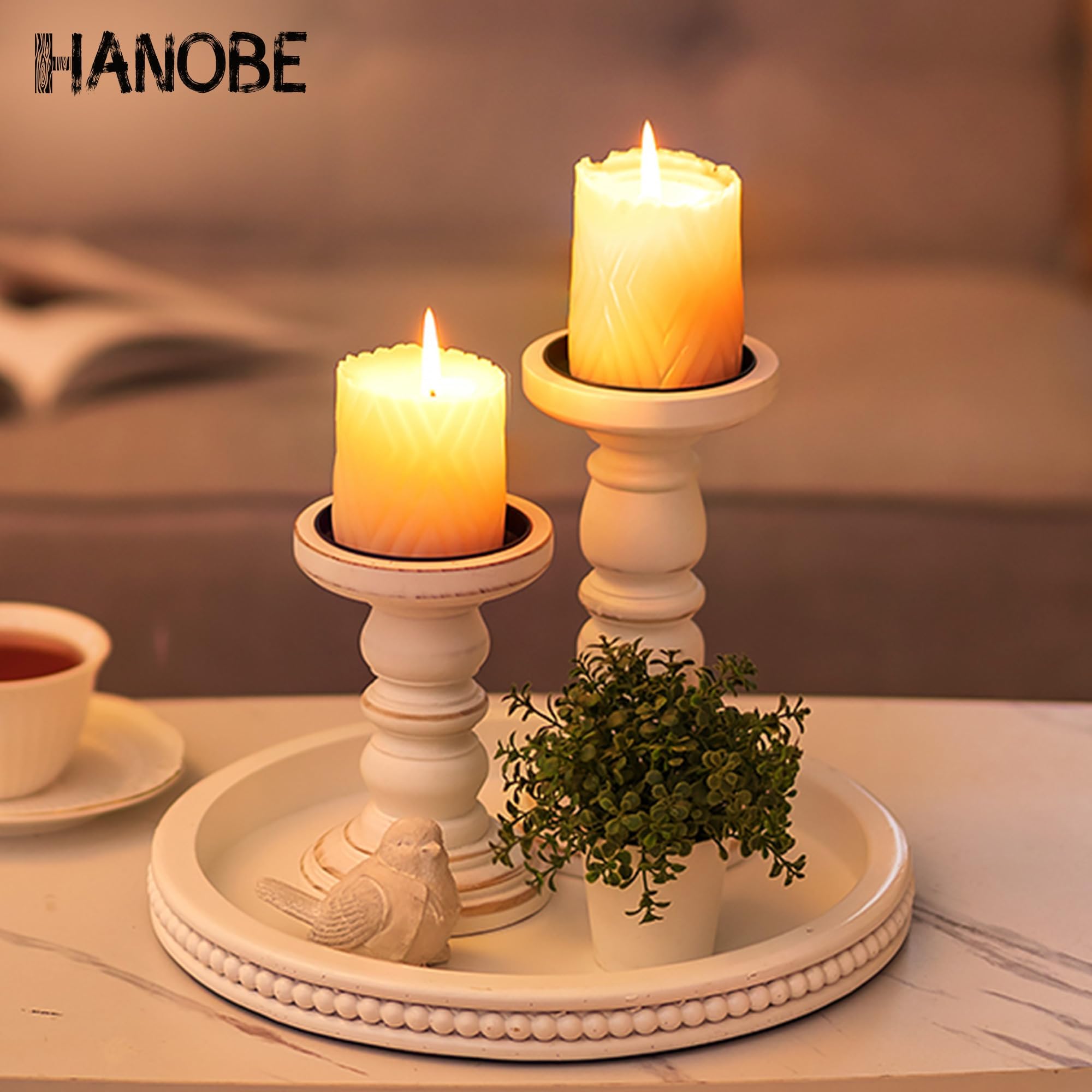 Hanobe round beaded tray wooden centerpiece highlighting Bohemian style for warm table decor.