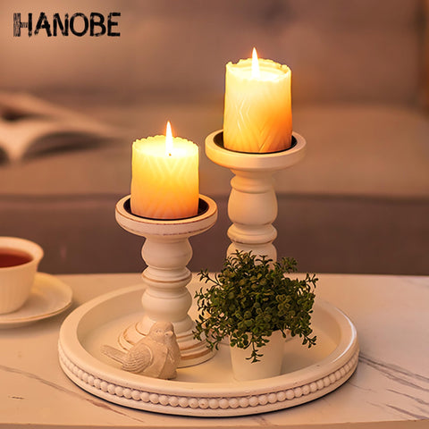 Hanobe round beaded tray wooden centerpiece highlighting Bohemian style for warm table decor.
